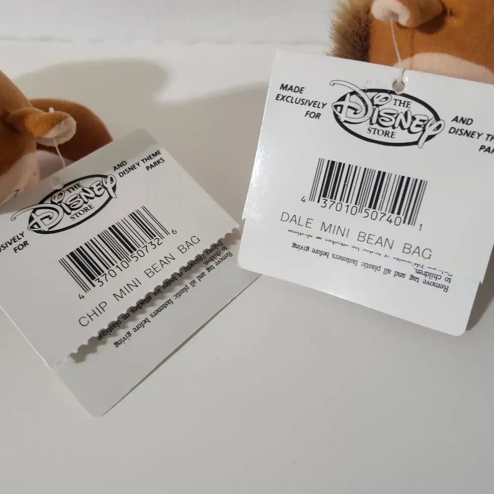 Disney Store Chip & Dale Mini Bean Bag Plush Set NWT Tagged Pair